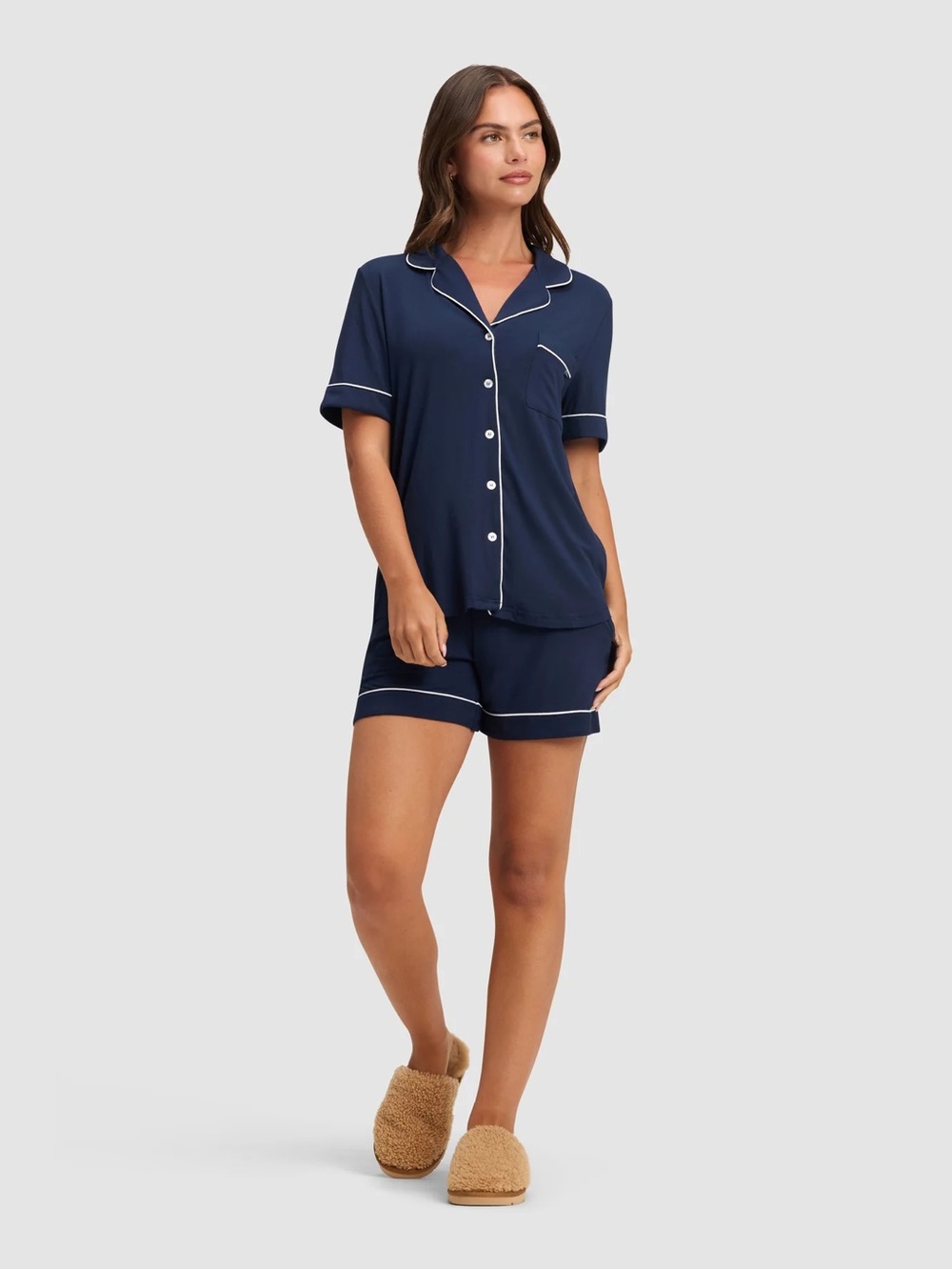 Cozy Earth Women's Bamboo Stretch-Knit Short Sleeve Pajama Set